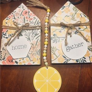 Floral Wall Decor with Lemon Accent